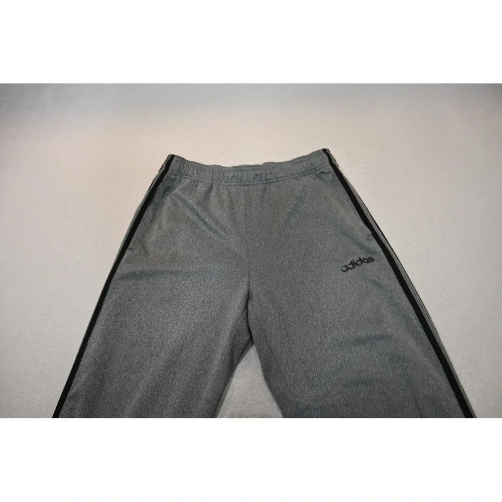 Adidas Sweat Pants Mens Medium Gray Black Stripes Athletic Joggers Excellent